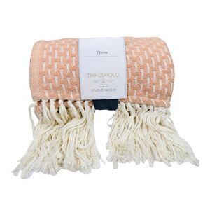 Threshold x Studio McGee Woven Throw - Orange & Cream - 50” x 60”